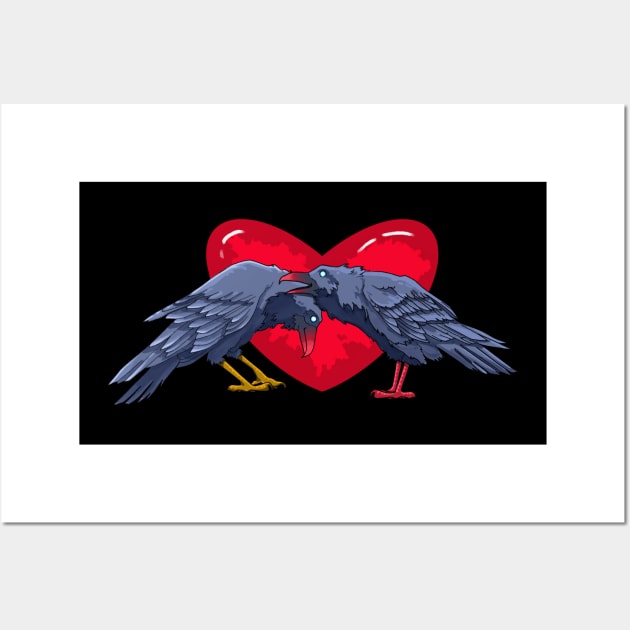 Ravens love heart Wall Art by Mariarti